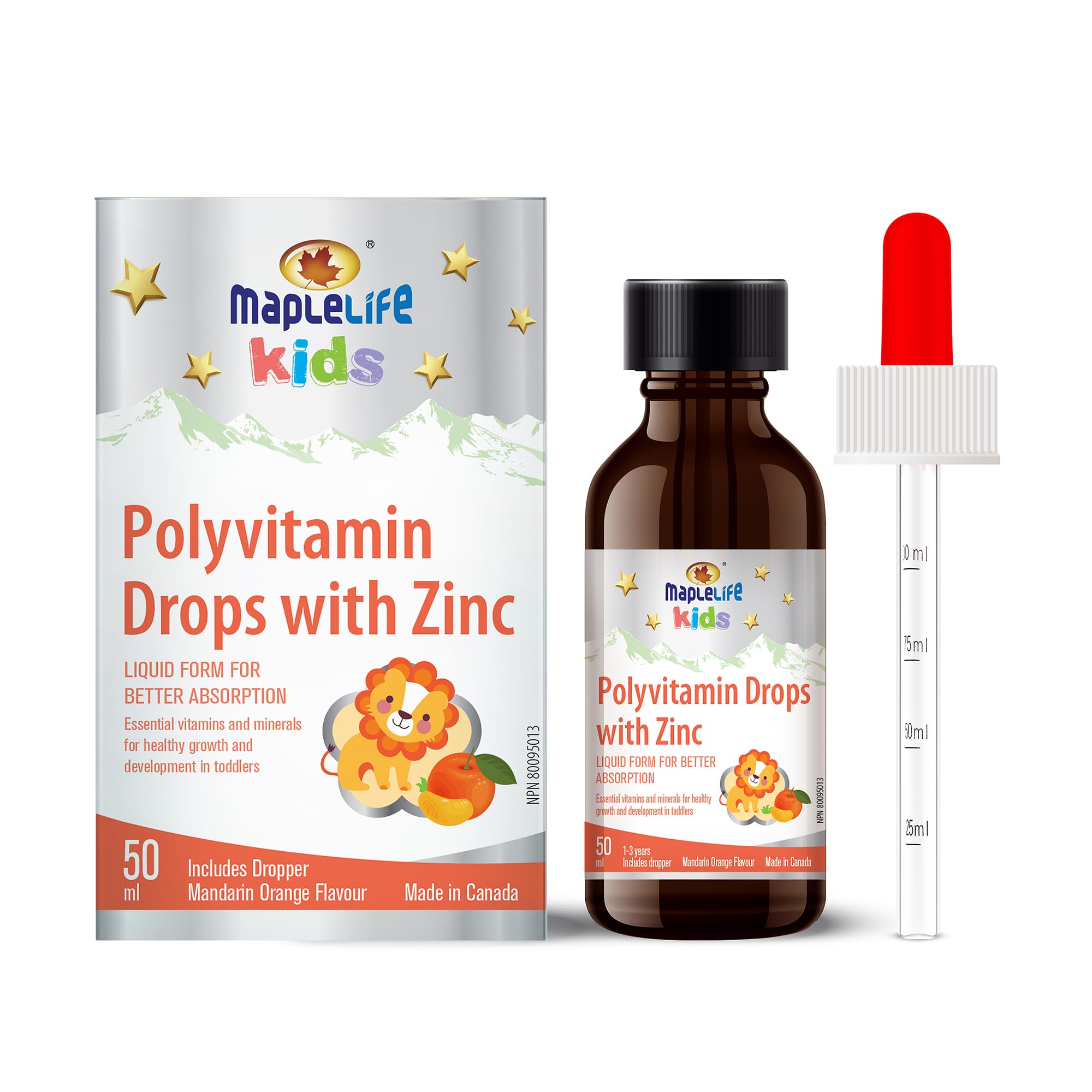 MapleLife Nutrition® - Kids Polyvitamin Drops with Zinc, 1-3 Years