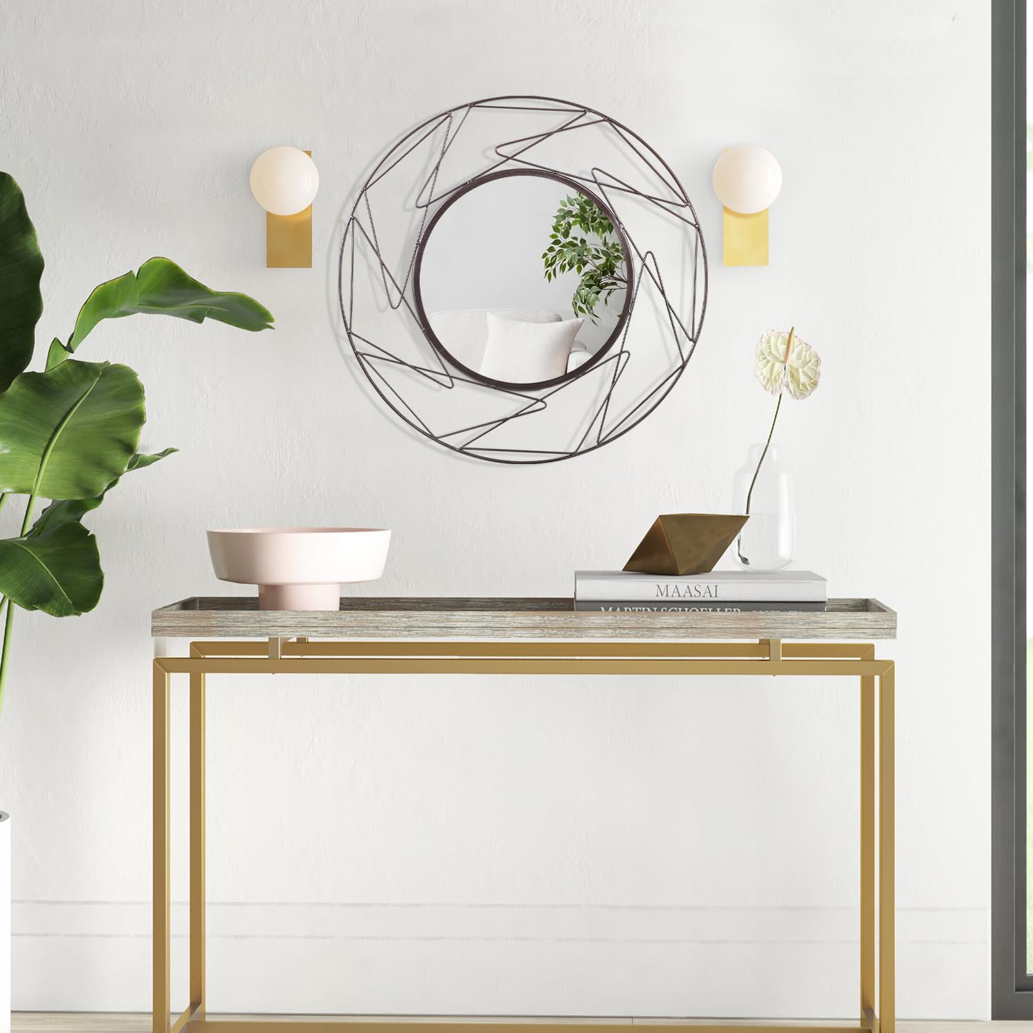 Amazon.co.jp: JJUUYOU ラウンドミラー ブロンズ サークル ミラー 装飾