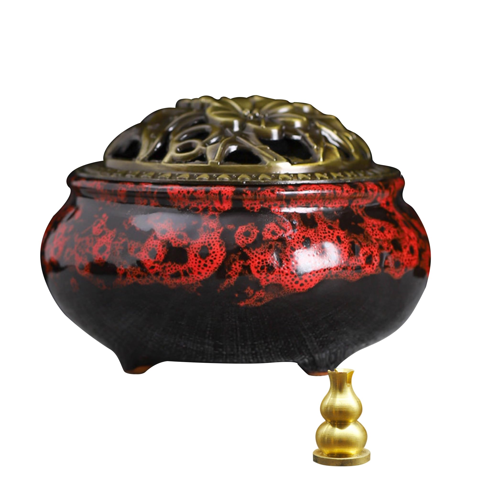 Ceramic Incense Burner, Cone Incense Holder, Ceramic Censer Suitable For Incense Cones/Coils/Sticks, There Are Metal Incense Holder+Fireproof Cotton Inside.