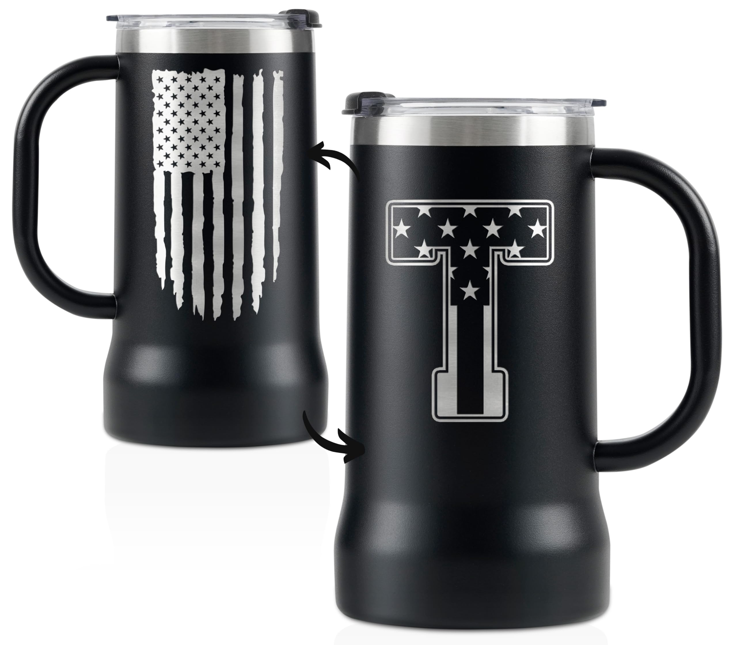 Onebttl Personalized Beer Stein, Beer Mug with Handle - Gifts for Beer Lovers, Men Who Have Everything on Birthday, Christmas - Customized Patriotic