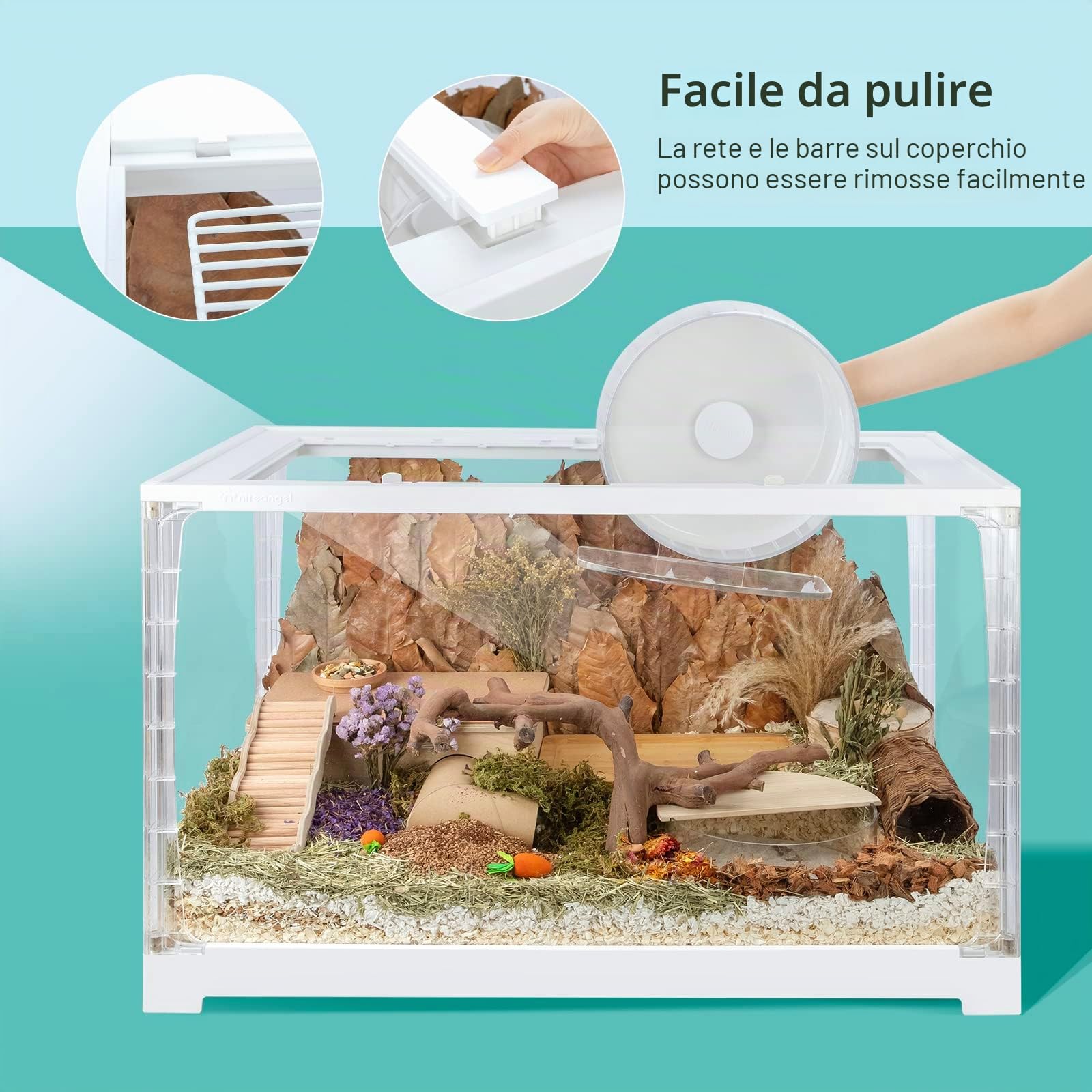 Niteangel Gabbia per criceti serie Stacker: - Terrario impilabile e grande in vetro (circa 558 mq in) per criceti gerbilli topi Lemming Degus