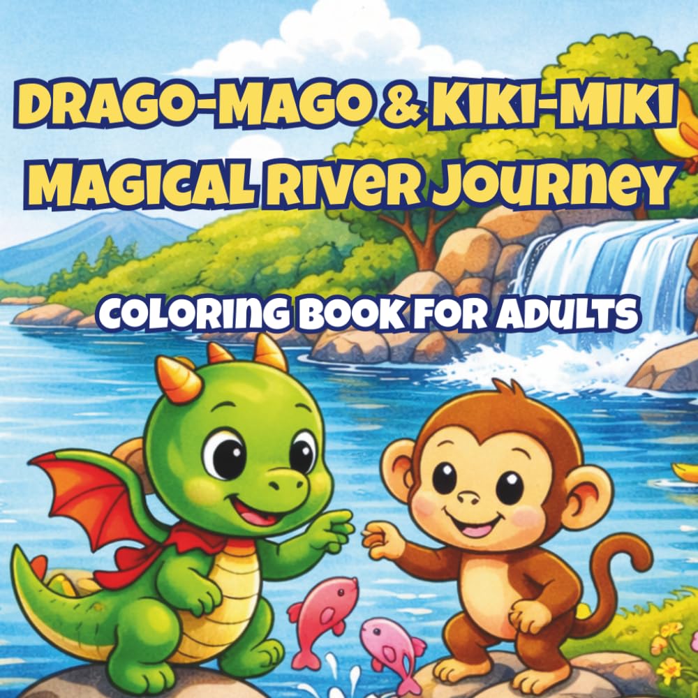 Drago-Mago & Kiki-Miki Magical River Journey: A Cozy Kawaii Fantasy Coloring Book for Adults with Cute Animal Friends, Magical River Scenes, Relaxing and Stress-Relief Coloring Pages