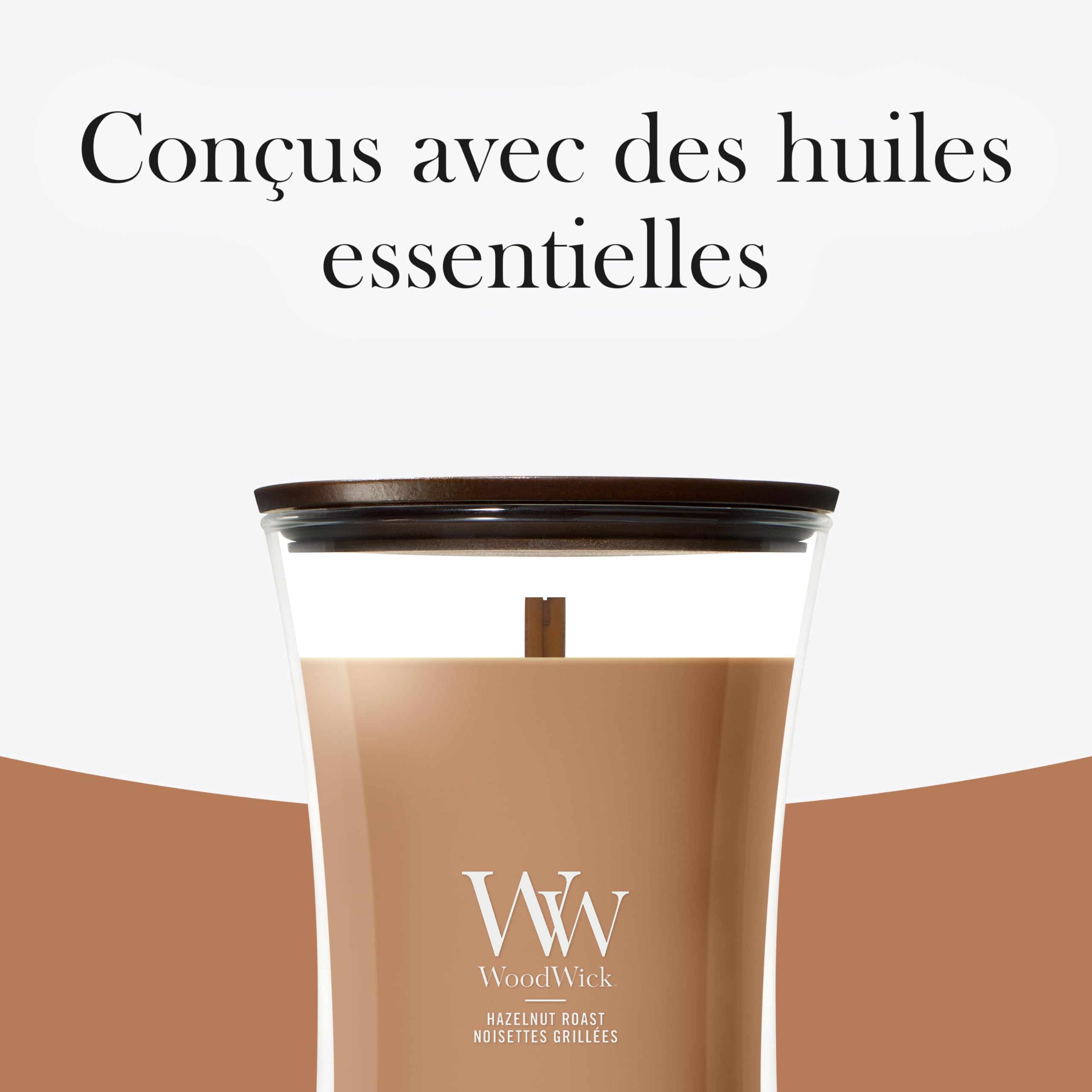 WoodWick Bougie parfumée | Grande bougie sablier | Noisettes grillées | Cadeaux parfaits pour femmes