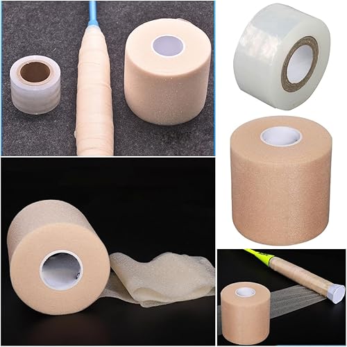 Miniatura 8 de Juego de 2 cintas de agarre para raqueta, raqueta de agarre excesivo, envoltura de espuma suave con cinta protectora de película transparente