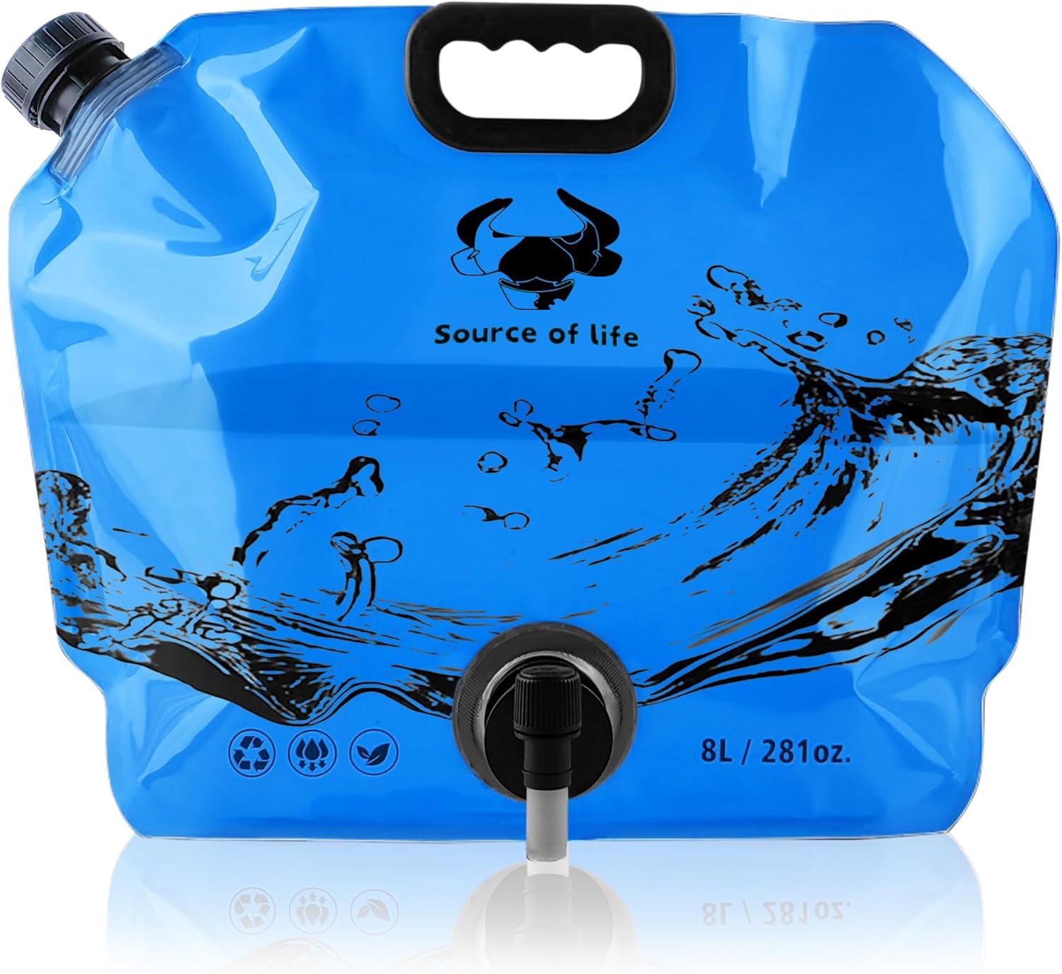 Water Jug Camping 2.1 Gallon Collapsible with Spigot, BPA Free Portable Water Pouch Foldable Water Bags for Outdoor Hiking, Travel and Emergency & Water Storage Containers (Blue-4Pcs)