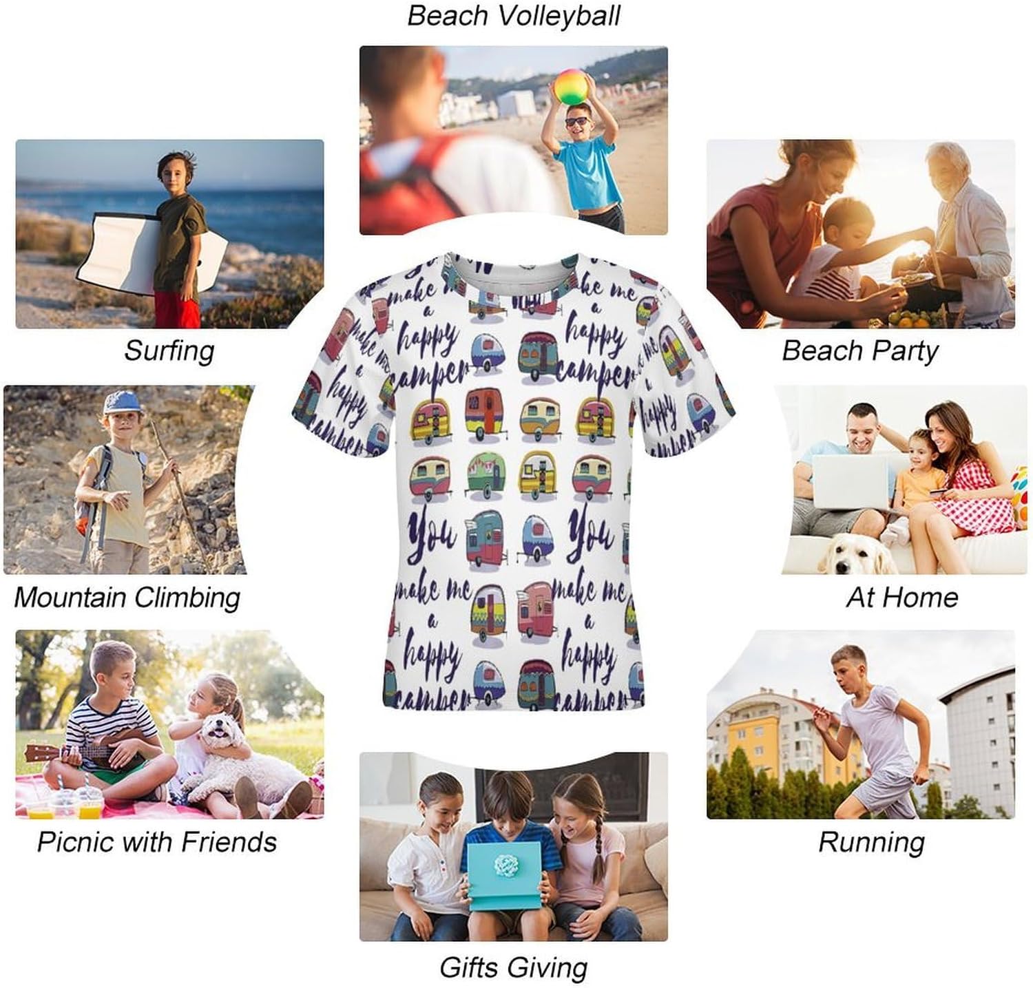 Happy Van Vehicles T Shirt for Boy Girl Top Short Sleeve T-Shirt Graphic Tee