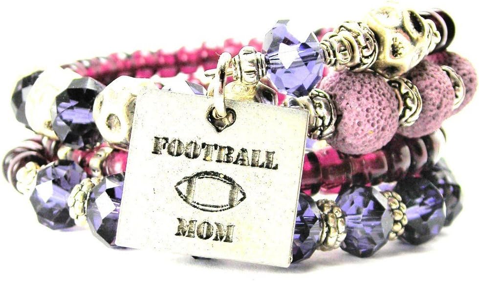 ChubbyChicoCharms Football Mom Multi Wrap Charm Bracelet in Plum Purple
