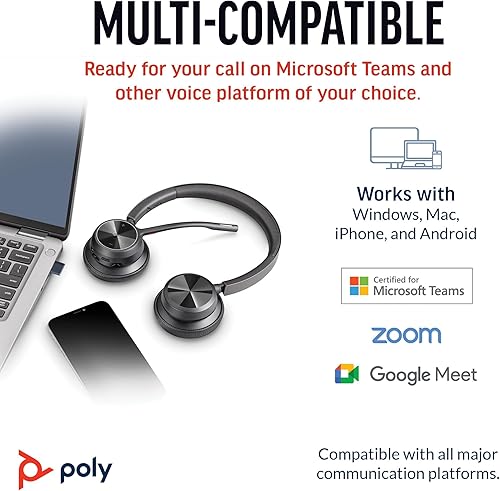 Miniatura 6 de Poly Voyager 4320 UC - Auriculares inalámbricos y soporte de carga (Plantronics)  Auriculares estéreo con micrófono de cancelación de ruido  Conecta