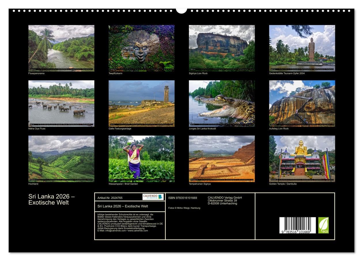 Sri Lanka 2026 – Exotische Welt (hochwertiger Premium Wandkalender 2026 DIN A2 quer), Kunstdruck in Hochglanz: Beeindruckende Naturlandschaften und ... in hochauflösenden Bildern (CALVENDO Orte)