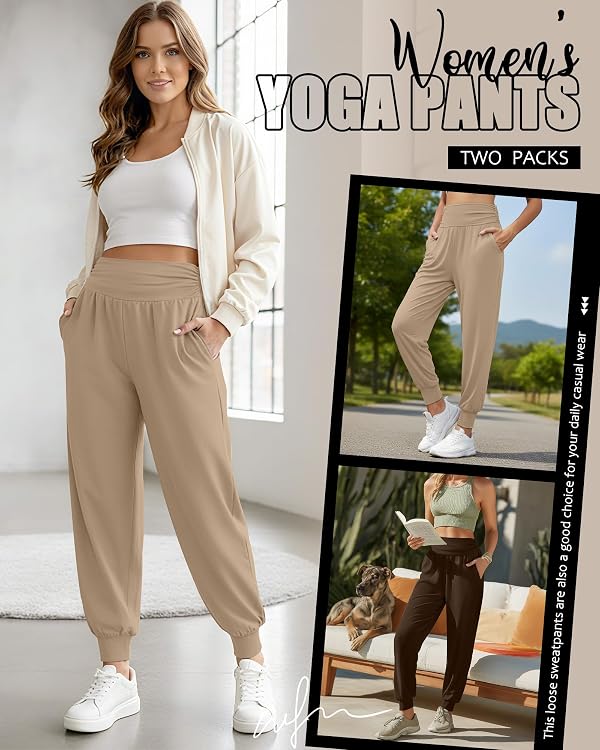 Locoowai 2 Pack Women's Yoga Sweatpants with Pockets 2Color M by Locoowai - Used condition - Image 6