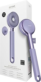 فرشاة سونيك 9 في 1 لكامل الجسم بإضاءة ليد من جيسكي، فرشاة تنظيف الجسم وتقشير مكثف بإضاءة ليد، مع نبضات سمارت سونيك، تنظيف عميق وتدليك، أداة لإزالة الجلد الخشن مع مقبض قابل للتعديل