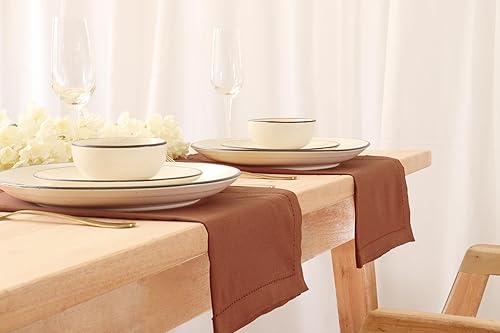 Miniatura 5 de Juego de 12 servilletas de tela de vainica, 100% algodón, suaves, duraderas, lavables, ideales para eventos, bodas, primavera y verano, perfecto