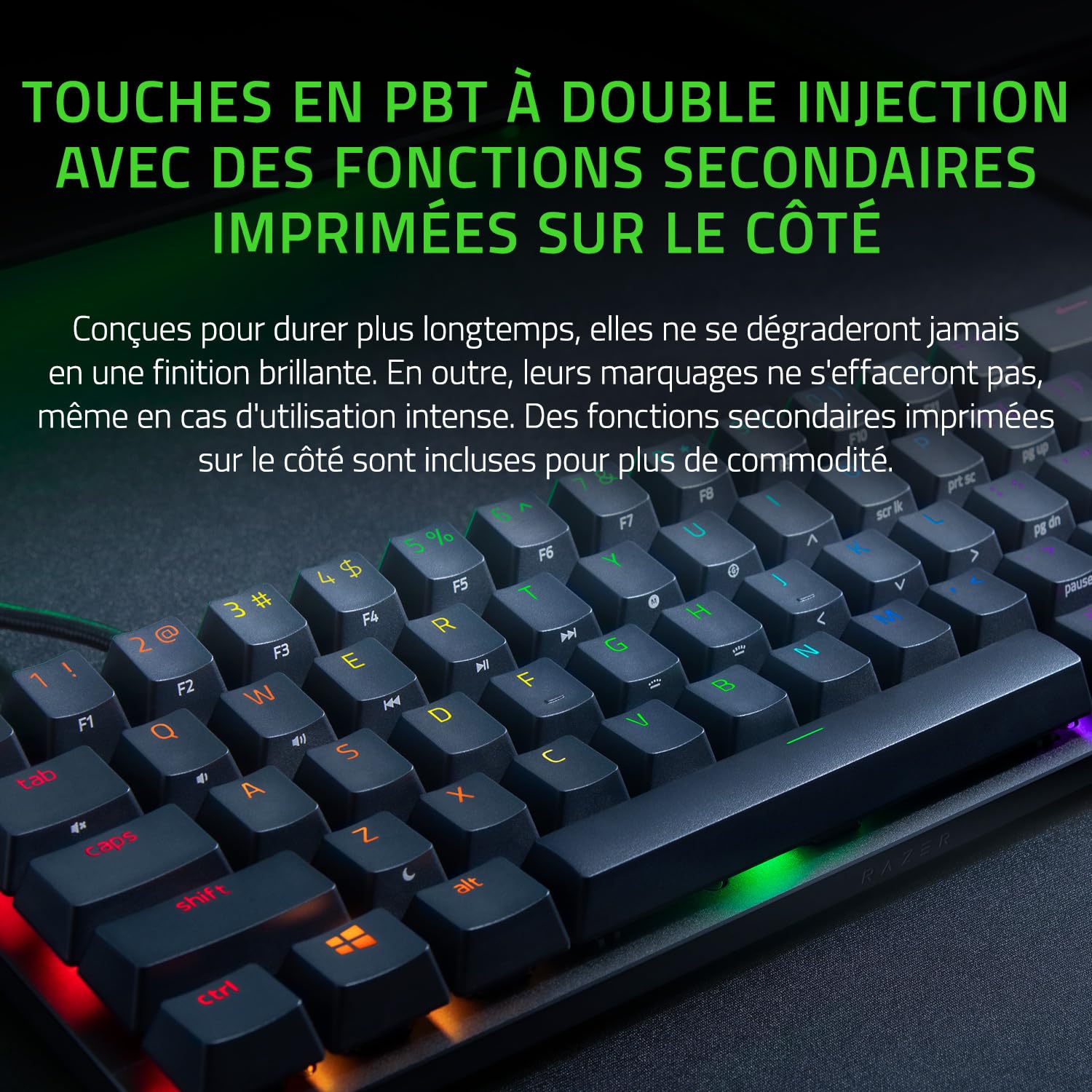 Razer Huntsman Mini (Switches Violets) - Clavier Gamer Compact à 60% (Switches Opto-Mécaniques Clicky, Touches en PBT, Câble USB-C Détachable) Clavier AZERTY | Noir