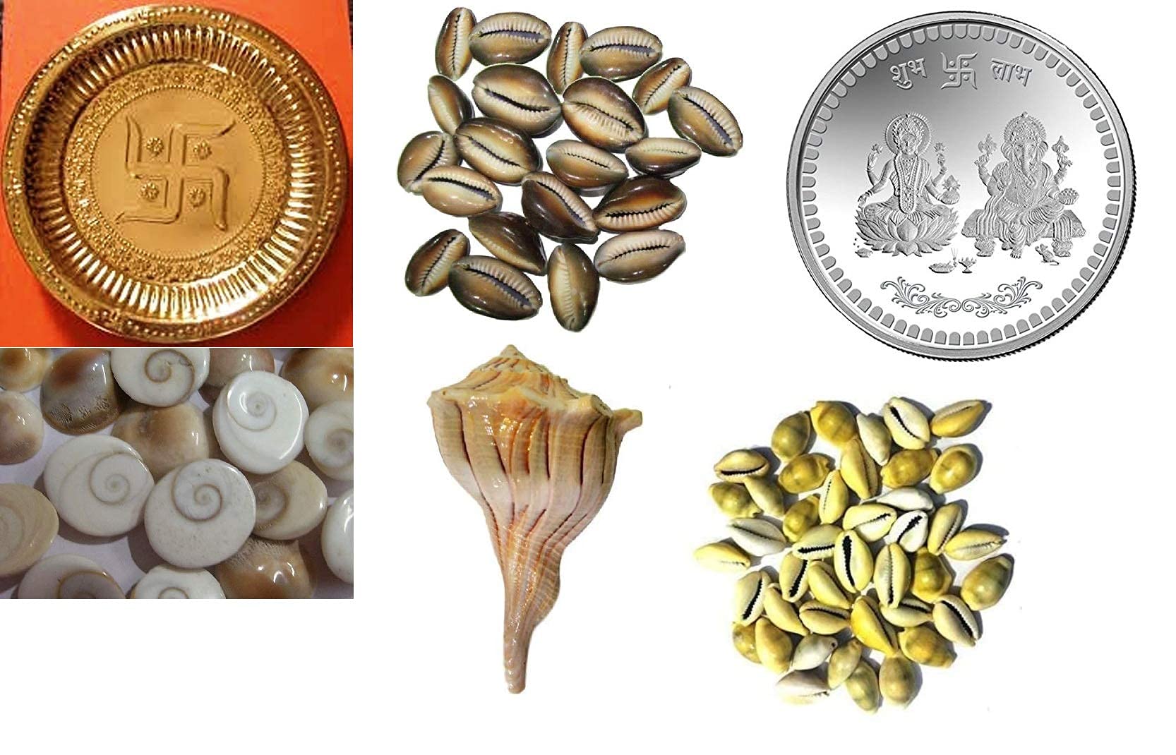 Ensemble traditionnel indien Diwali Pooja Radhna avec pièce Lakshmi Ganesh et Thali en laiton