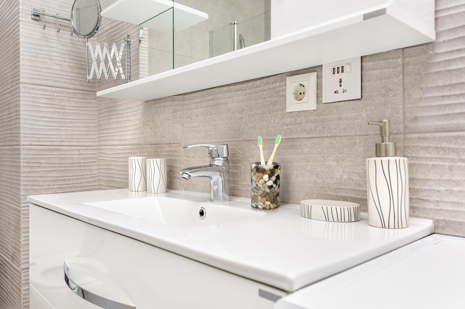 Toothbrush Holders for Bathrooms, Toothbrush Cup, Stone Tooth Brush Holder for Bathroom Decor - Image 7