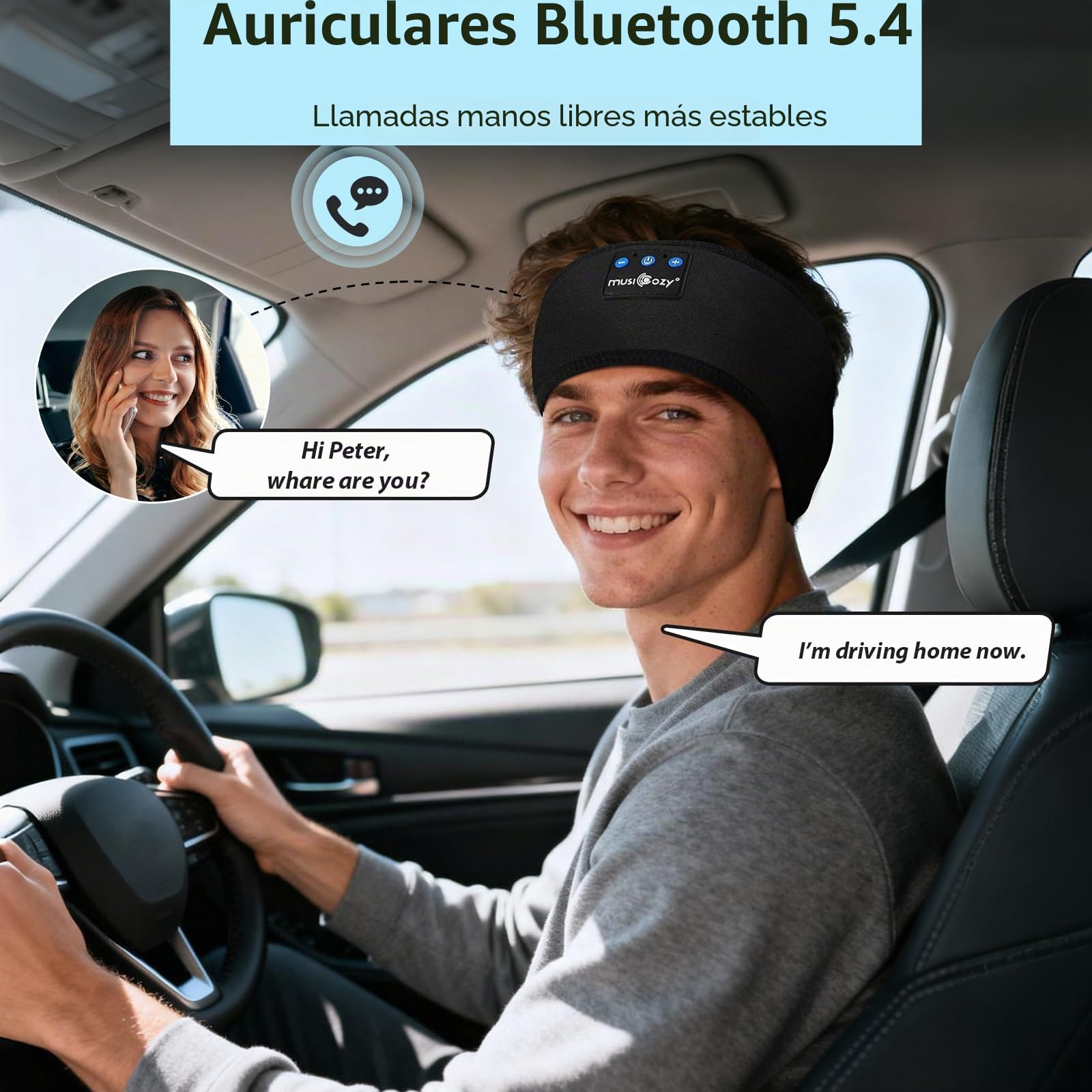 MUSICOZY Auriculares para Dormir Bluetooth, Diadema Bluetooth para Dormir de Lado, Auriculares Dormir Bluetooth, Antifaz para Dormir con Auriculares, Altavoces Delgados, Regalo para Hombres y Mujeres