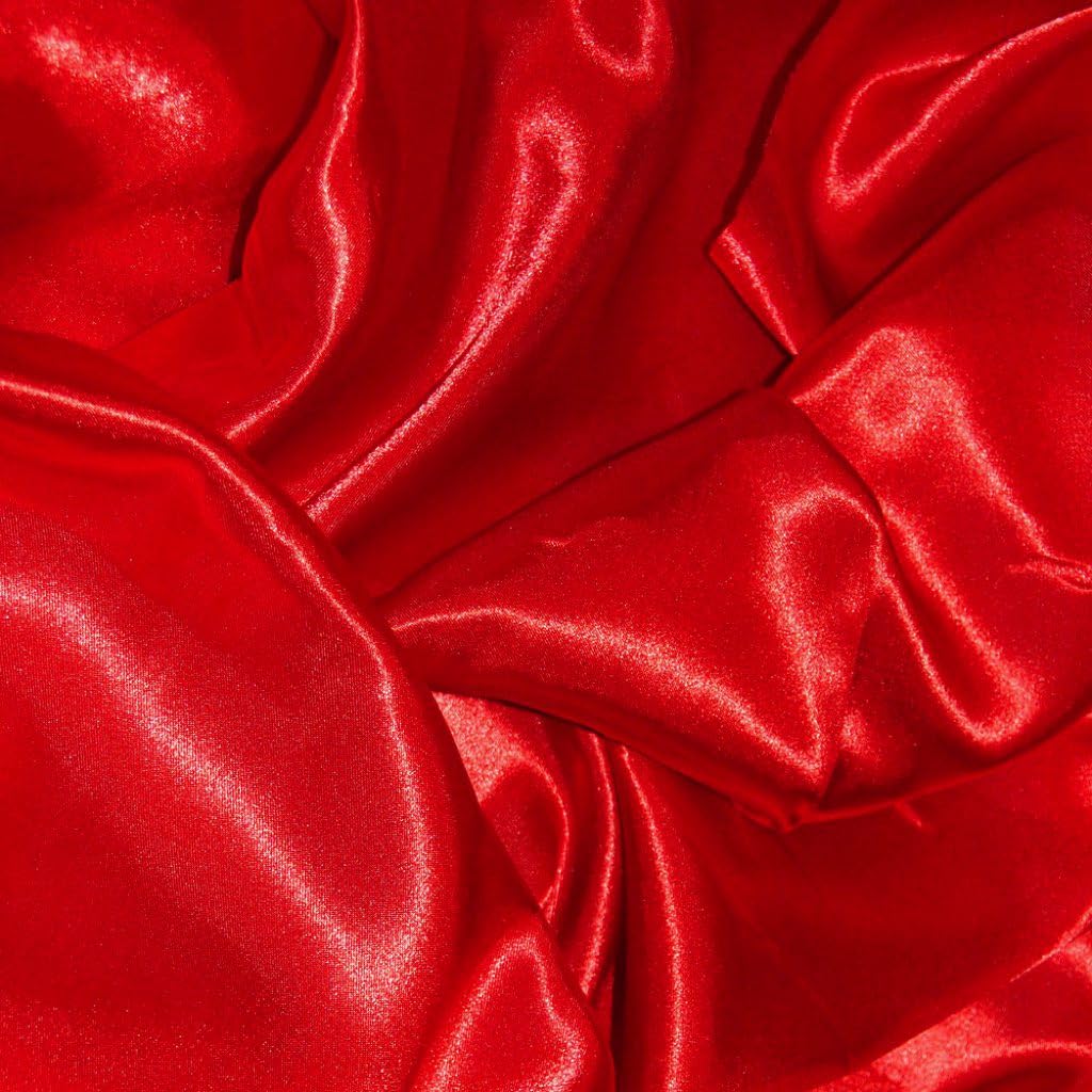 CQL Satin Fabric by The Metre – 60 Inch Wide Satin Roll for Wedding Dresses, Bespoke Tailoring & Decoration Projects – Soft, Smooth, Silk-Like Finish(Red,25 Metre)