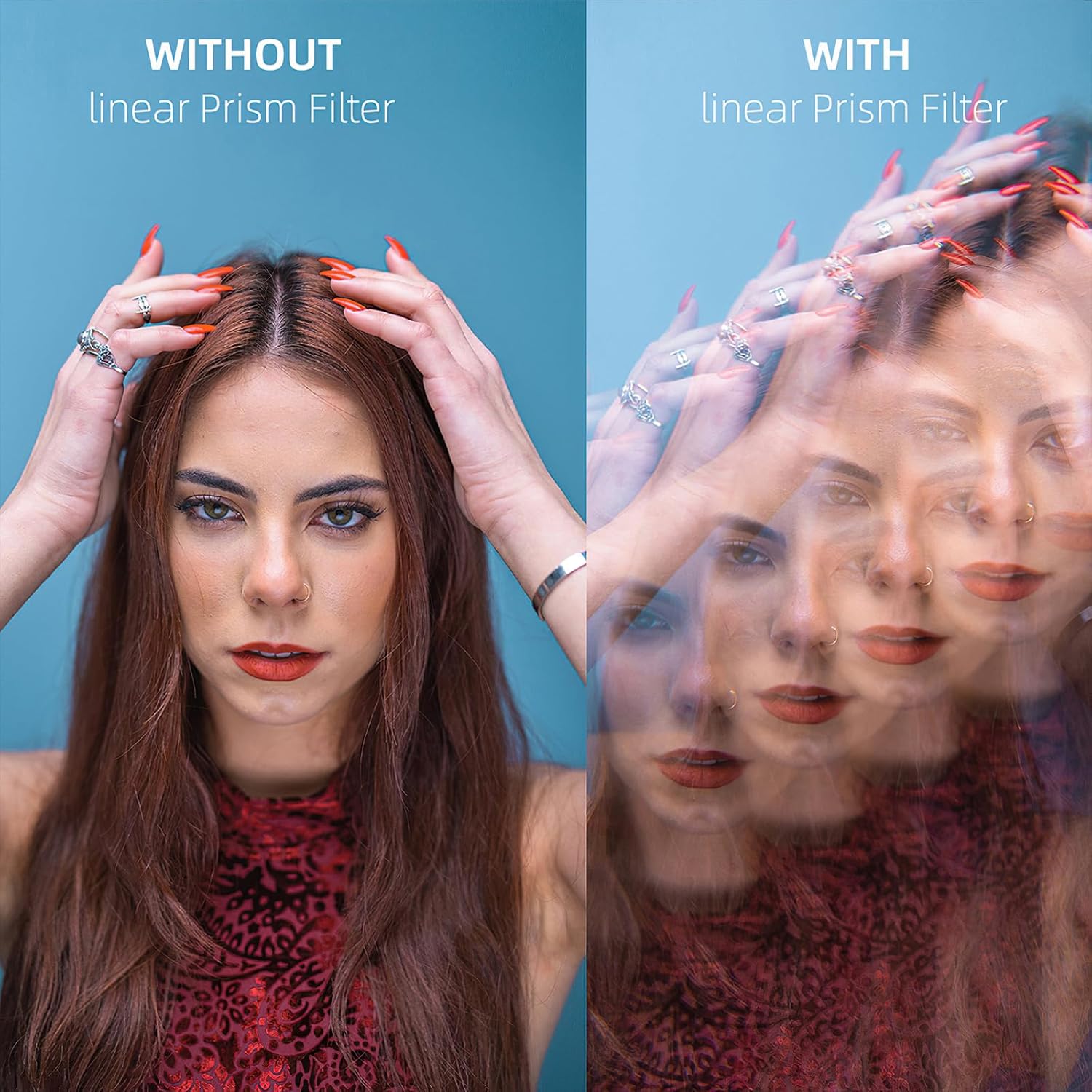 Fractal Photography Linear Filters 58mm Camera Lens Effect Filters, Camera Accessories with Fractal Refraction and Variable Number of Subjects