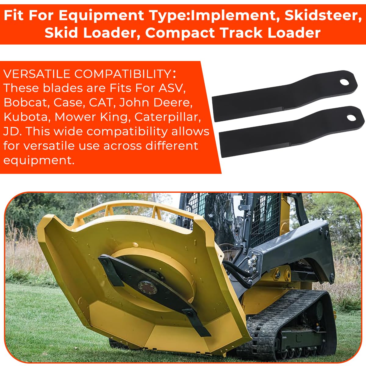 MOTOQUEEN Brush Hog - Cuchillas para cortacésped de 10 mm de grosor, cuchillas de acero NM400 resistentes para cortar cuchillas de repuesto de cepillo más pesadas, 2-3/4 x 14-1/2 x 3/8 pulgadas, juego