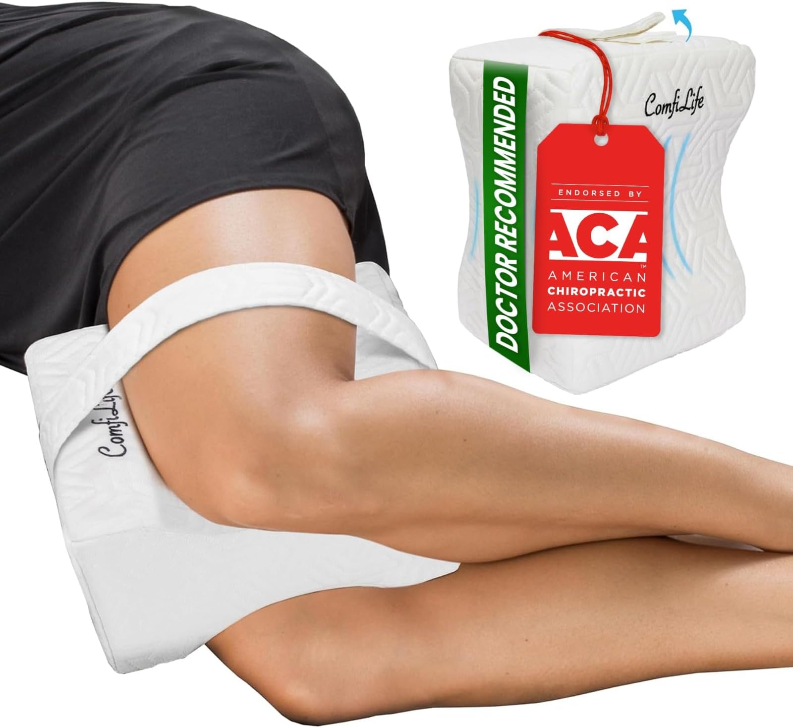 ComfiLife Knee Pillow for Side Sleepers - Cooling Memory Foam Leg Pillow for Sleeping - Medium Support