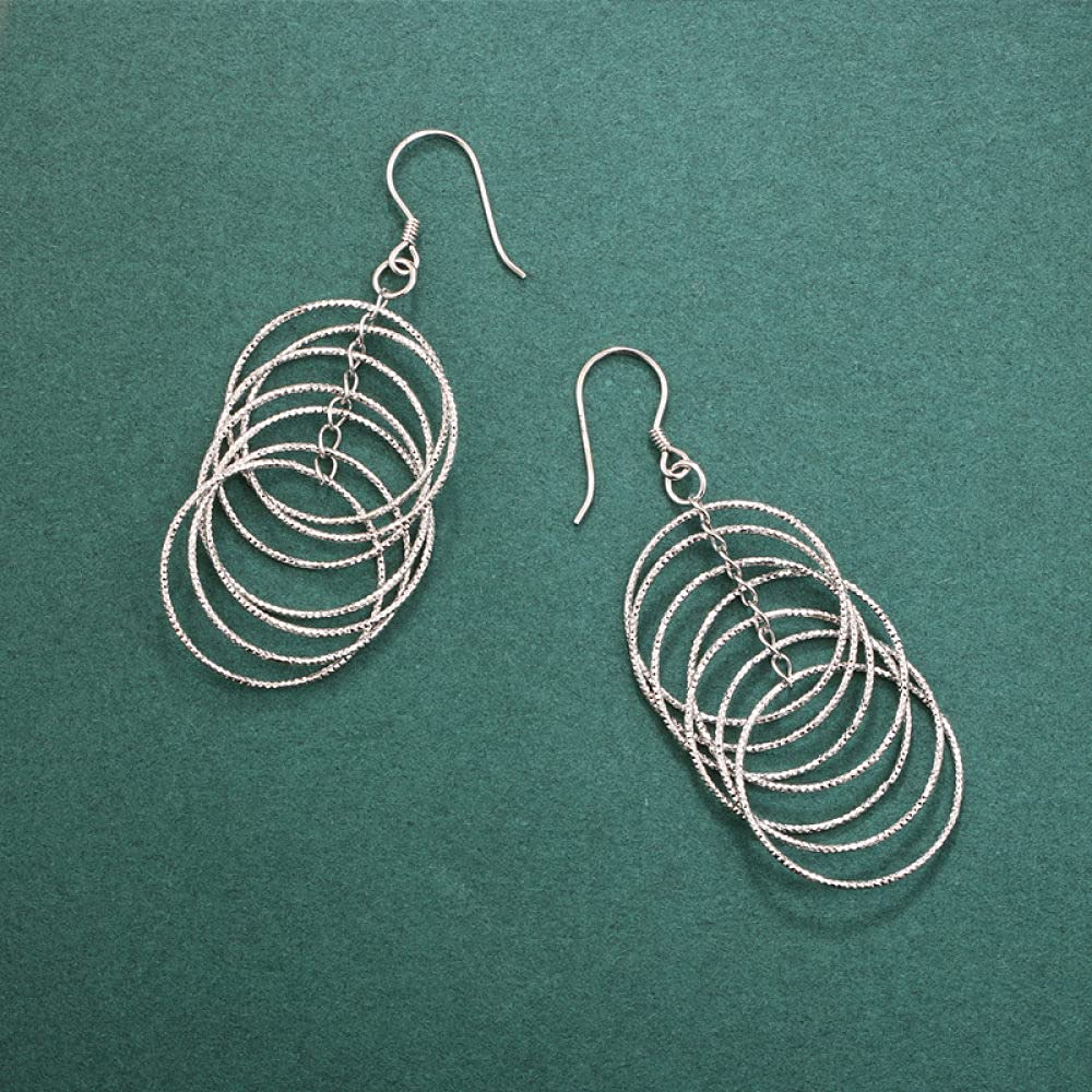 Orecchini Donna, Orecchini A Gancio Pendenti Multigiro Moda Argento 925 Anello Leggero Ipoallergenico Cerchio Gioielli Orecchini per Donna Ragazze Festa Matrimonio San Valentino Regalo