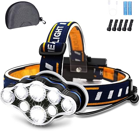 Rechargeable Headlamp Flashlight Batteries Waterproof Image