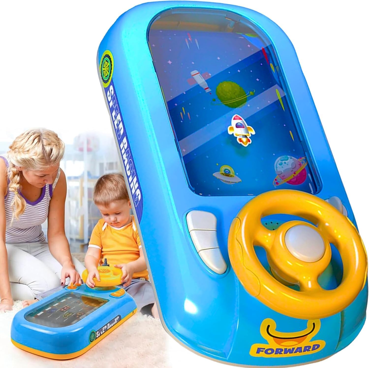 Driving Steering Wheel Toy with Music, Simulated Racing Car Game for Kids 3+ Years, Interactive Educational Learning Toy for Boys & Girls, Pretend Play Adventure, Birthday Gift 4-6 Year Old