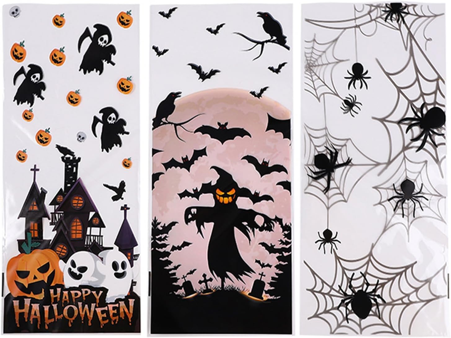 60 Pcs Halloween Sweet Bags，Halloween Cellophane Wrap Halloween Treat