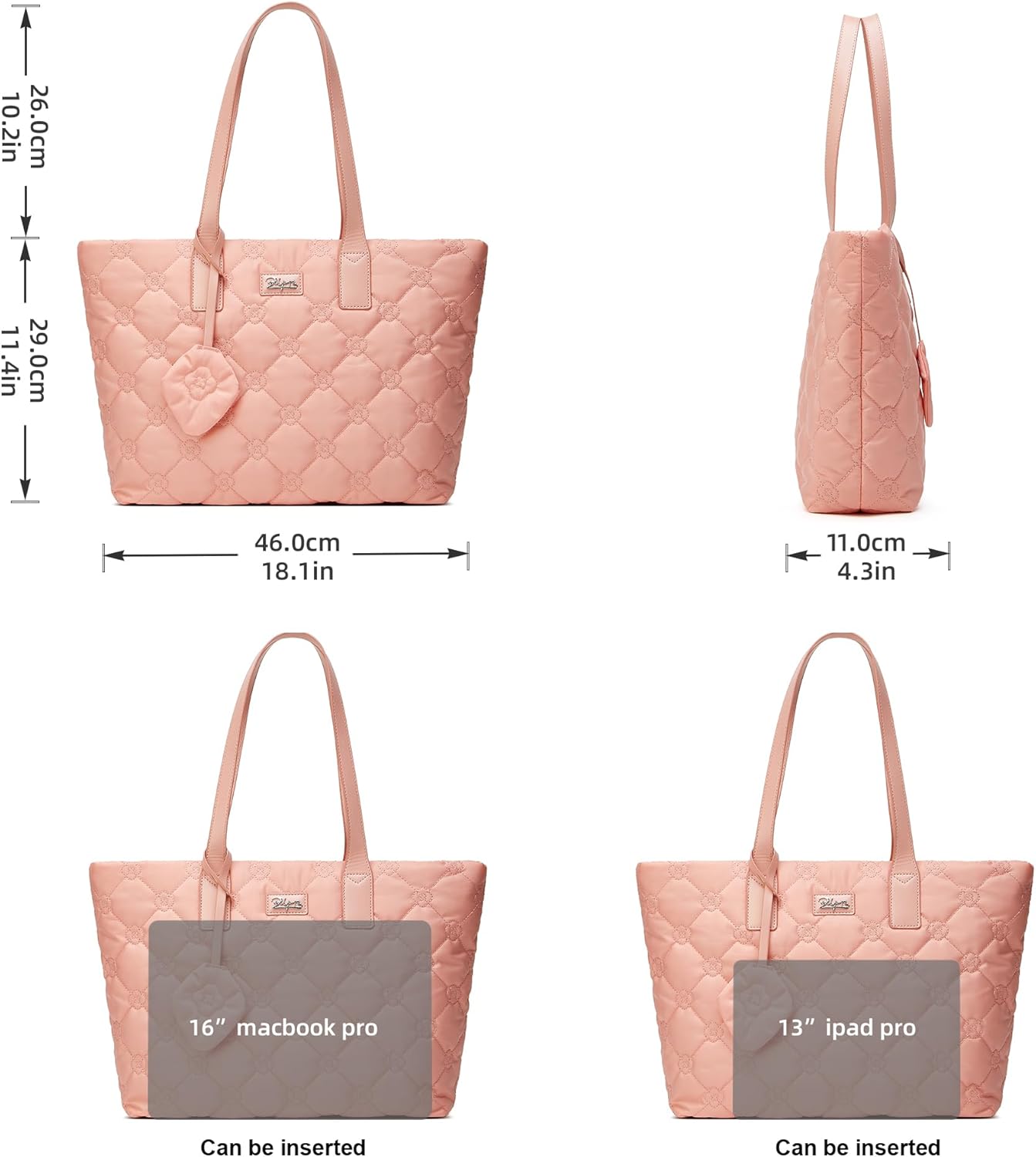 BOYATU Puffer Tote Bag for Women: Quilted Carryall with 15.6" Compartment - Lightweight Work Travel Everyday Shoulder Bag - Image 6