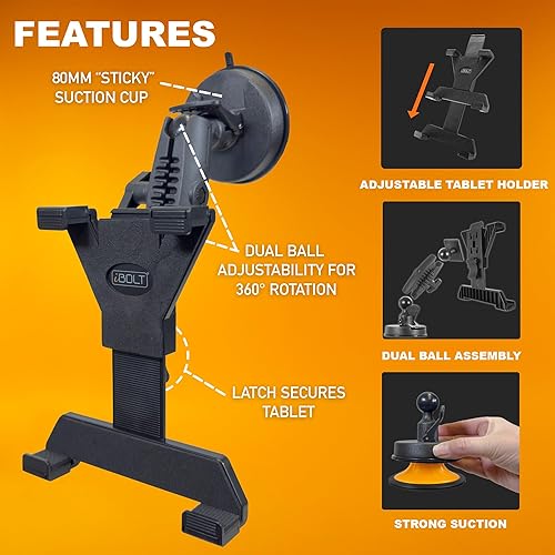 Miniatura 2 de iBOLT TabDock BizMount - Soporte resistente para tablet con base de ventosa, soporte universal de 7 a 10 pulgadas para camiones, furgonetas, SUV,