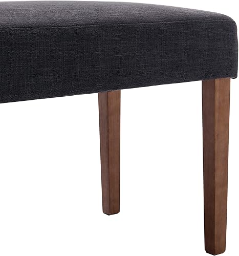 Vista 5 de Wahson Juego de 2 bancos de comedor tapizados de lino de granja, asiento de comedor de 45 pulgadas de largo con patas de madera natural, color carbón