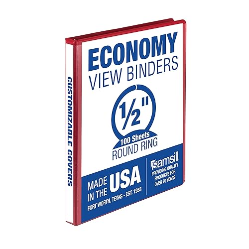 Vista 11 de Samsill (MP48513) - Carpeta de 3 anillos redondos de 1/2 pulgada, fabricada en los EE. UU., con cubierta transparente personalizable para insertos