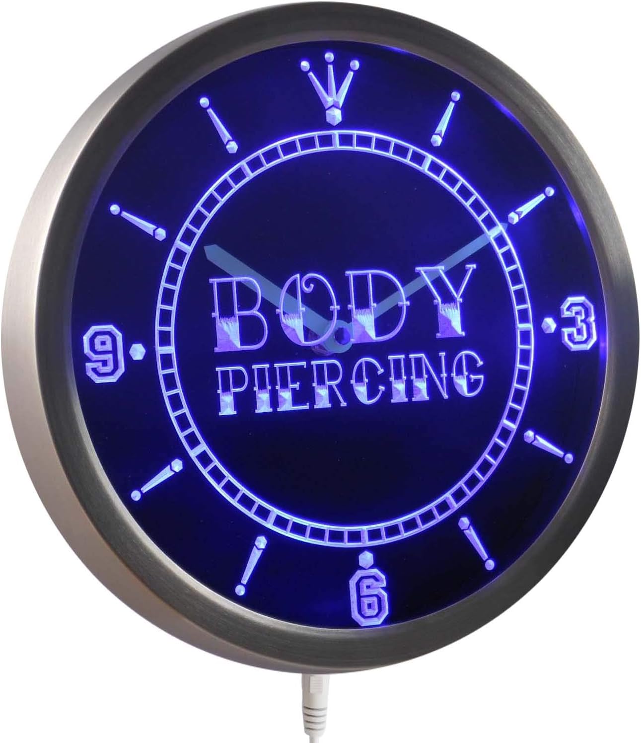 ADVPRO nc0311-b Body Piercing Tattoo Shop Neon Sign LED Wall Clock