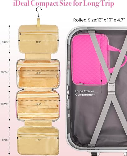 Miniatura 7 de MARIKALIFE Neceser de viaje, neceser colgante para mujer, lindo organizador de cosméticos de maquillaje para accesorios, artículos de tocador de