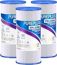 PUREPLUS 5 Micron 10" x 4.5" Whole House Pleated Sediment Filter for Well Water, Replacement Cartridge for GE FXHSC, Culligan R50-BBSA, Pentek R50-BB, DuPont WFHDC3001, W50PEHD, GXWH40L, 3Pack