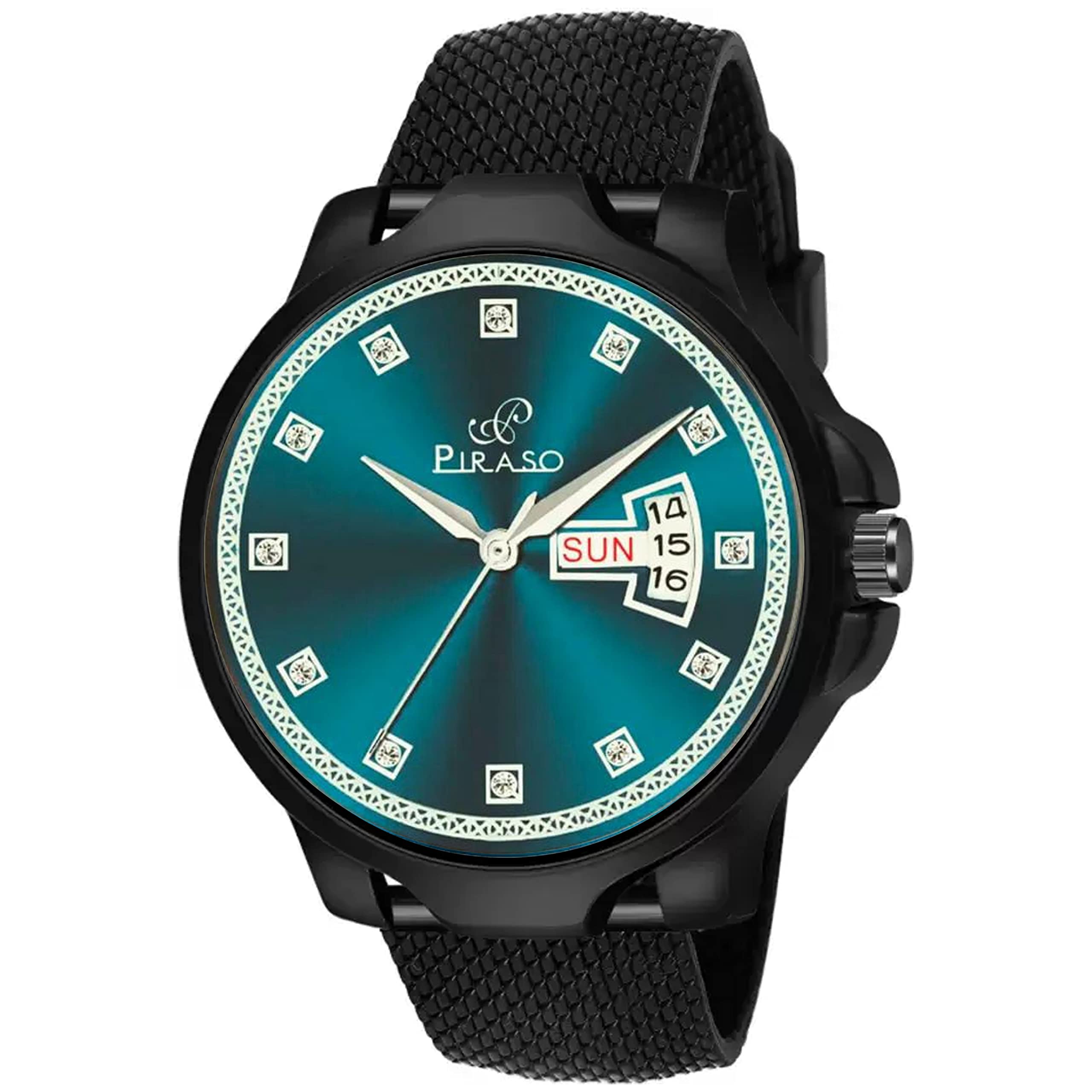 PIRASO Analog Day &Date Working Display Turquoise DIAL&Black Strap Watch for Men&Boys (B0BW62HCFP) Amazon Price History, Amazon Price Tracker