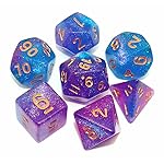 CREEBUY DND Dice Set Blue Purple Glitter Dice for Dungeon and Dragons D&D RPG Role Playing Games Table Games Polyhedral Dice