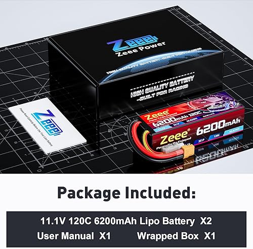 Miniatura 6 de Zeee 3S Lipo Battery 6200mAh 11.1V 120C Estuche rígido Batería RC con conector XT60 para vehículos a escala 18 110 vehículos a escala RC, camiones
