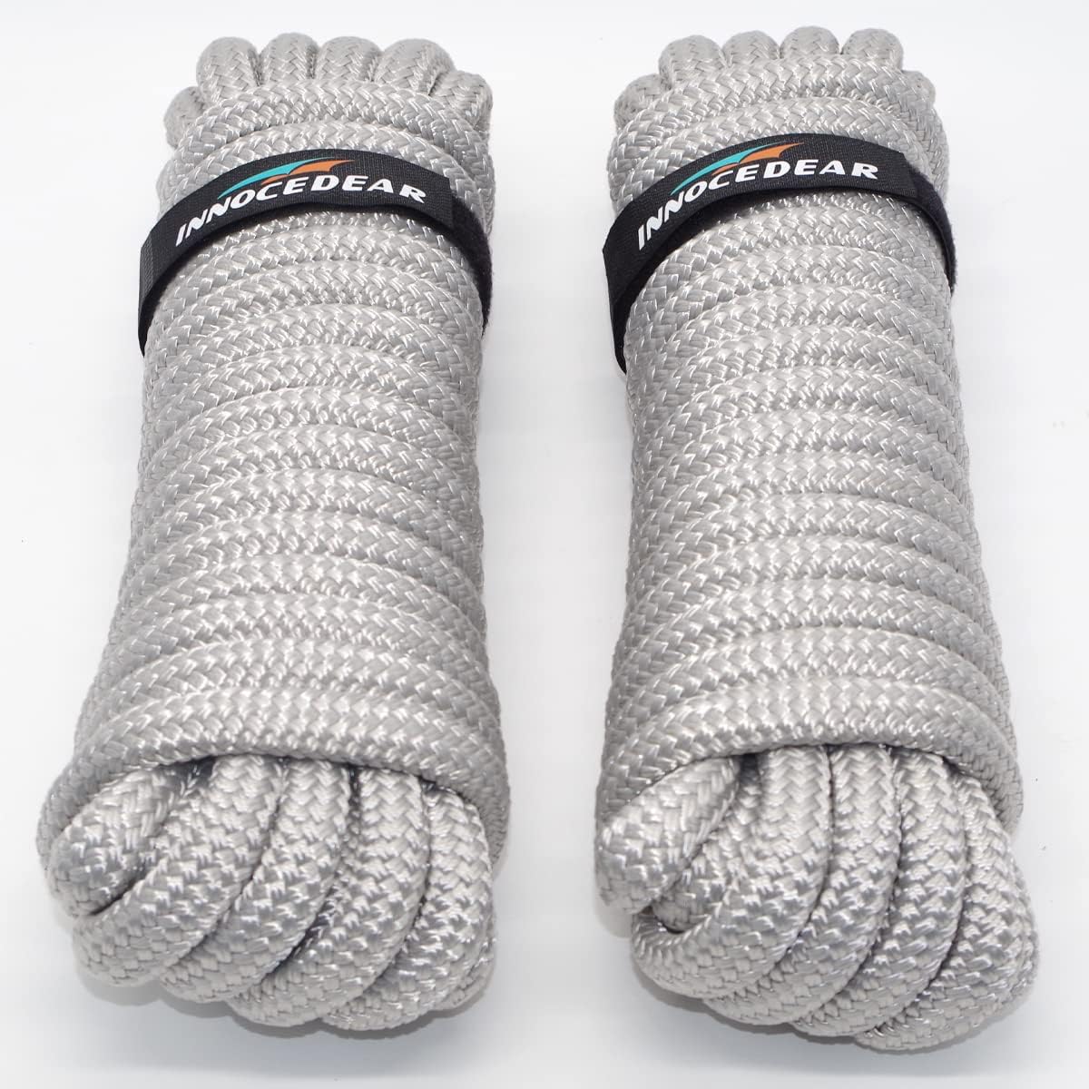 Paquete de 2 líneas de muelle grises de alta calidad, 152535 pies con ojal. Línea de muelle de nailon trenzado doblelíneas de amarre. Cuerdas para