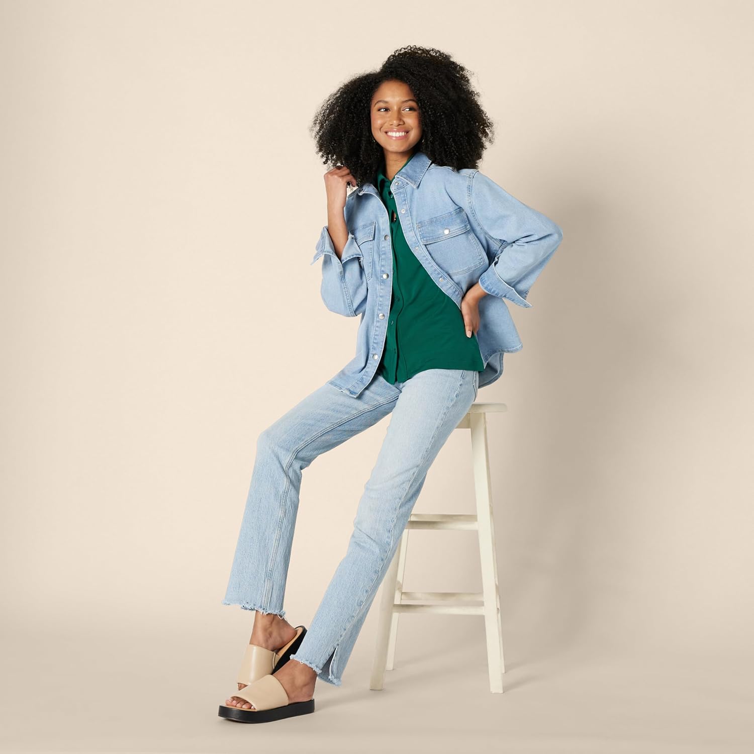 Amazon Essentials Womens Regular-Fit Matte Jersey Button-Down Shirt - Image 4