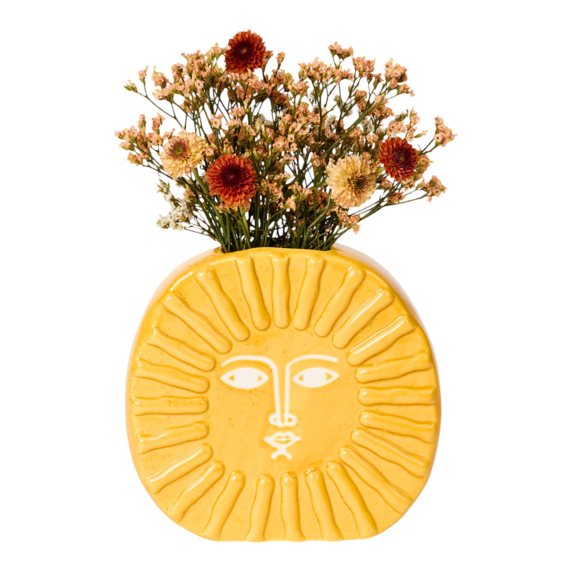 Jodeco Bloemenvaas Patty - mat geel - glas - D8,5 x H21 cm - fles vaas