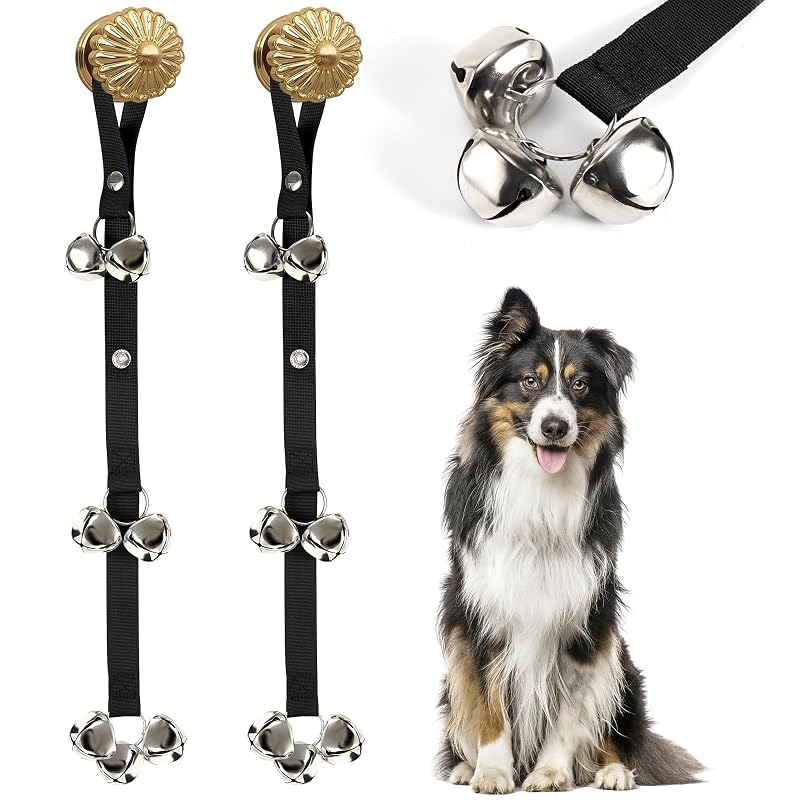 Campainhas para Treinamento de Cães Luckyiren com Correia de Nylon e Sino de Ferro Preto, Pacote com 2