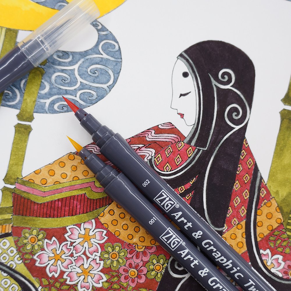 Amazon.co.jp: 呉竹 カラーペン Art&Graphic ツインマーカー RB+F 80色