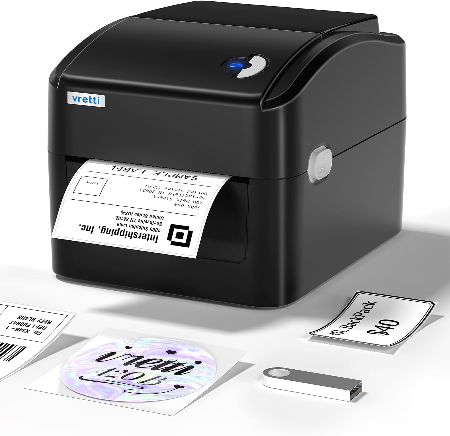 vretti Thermal Printer USB Label Printer Thermal Label 4x6 for Shipping Compatible with Windows, Mac OS and Linux systems
