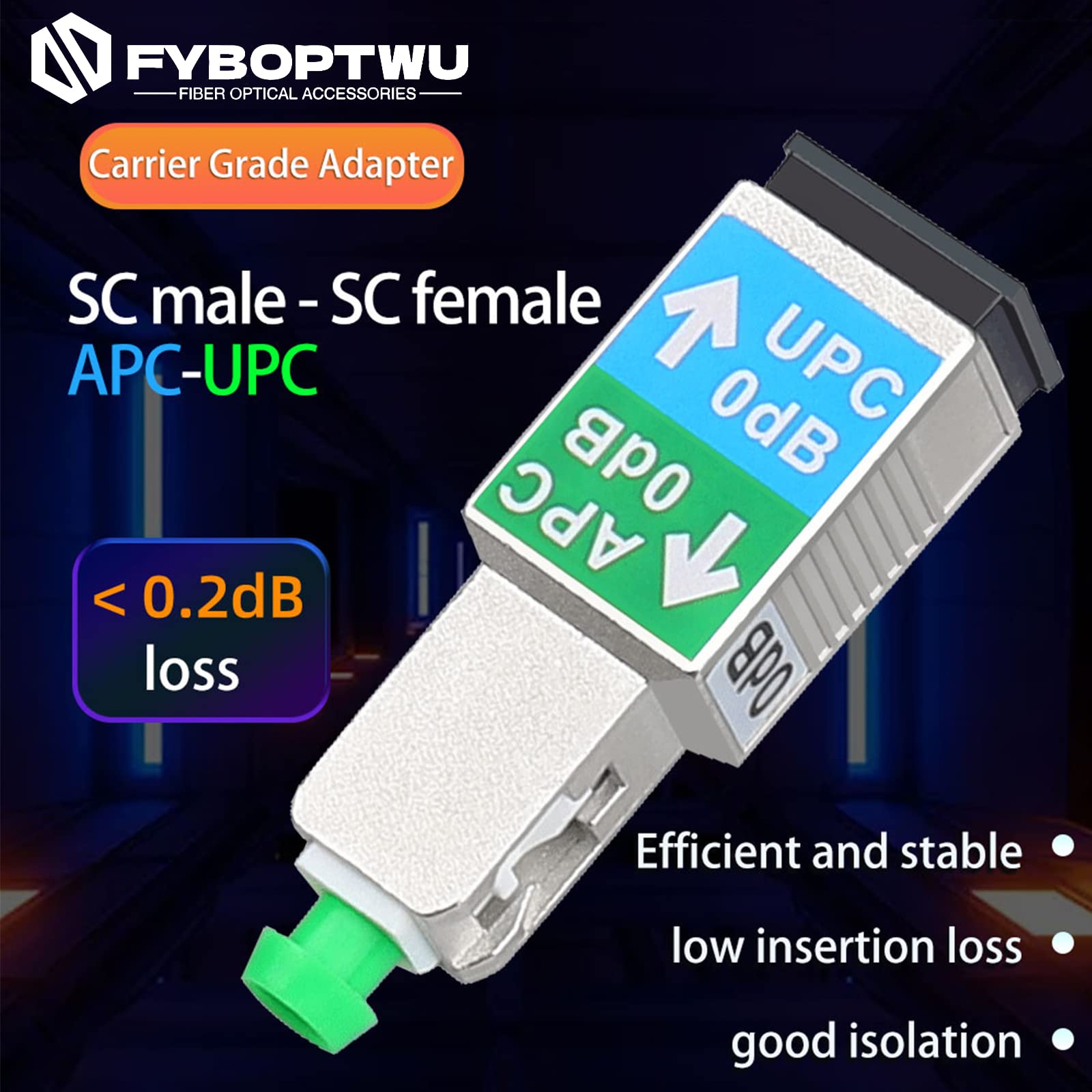 5 x Glasfaser-Adapter SC Faser-Dämpfungsgerät – SC/APC Stecker auf SC/UPC Buchse Adapter SM Singlemode Hybrid Optical Fiber Convertor/Adapter/Koppler