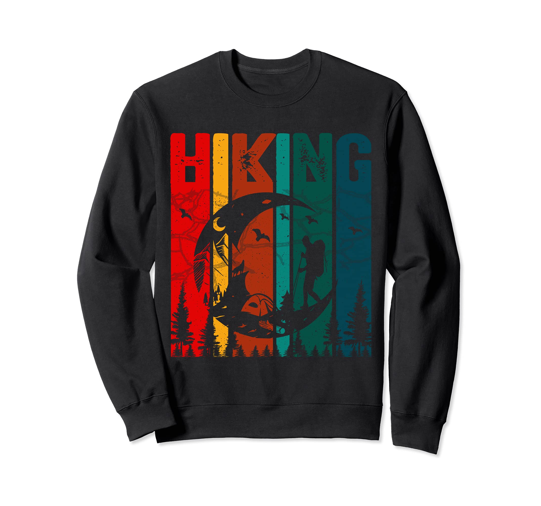 Vintage Sunset Camp Trip - Hiking and Camping Sweatshirt, Black