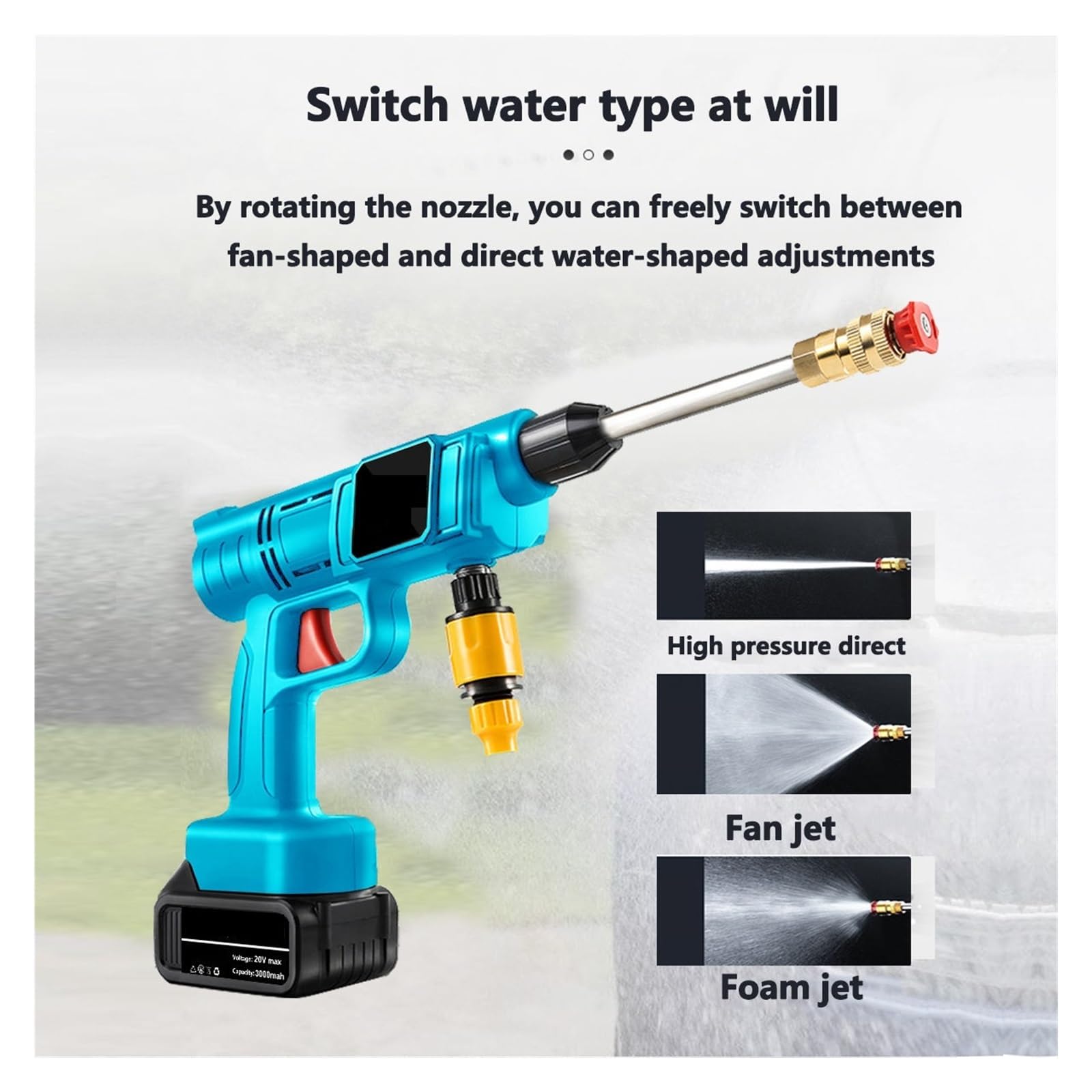 Lavadora De Coche Alta Presión Inalámbrica, Generador Pistola, Agua, Limpiador En Aerosol, For Batería 18V Potente Chorro A PresióN