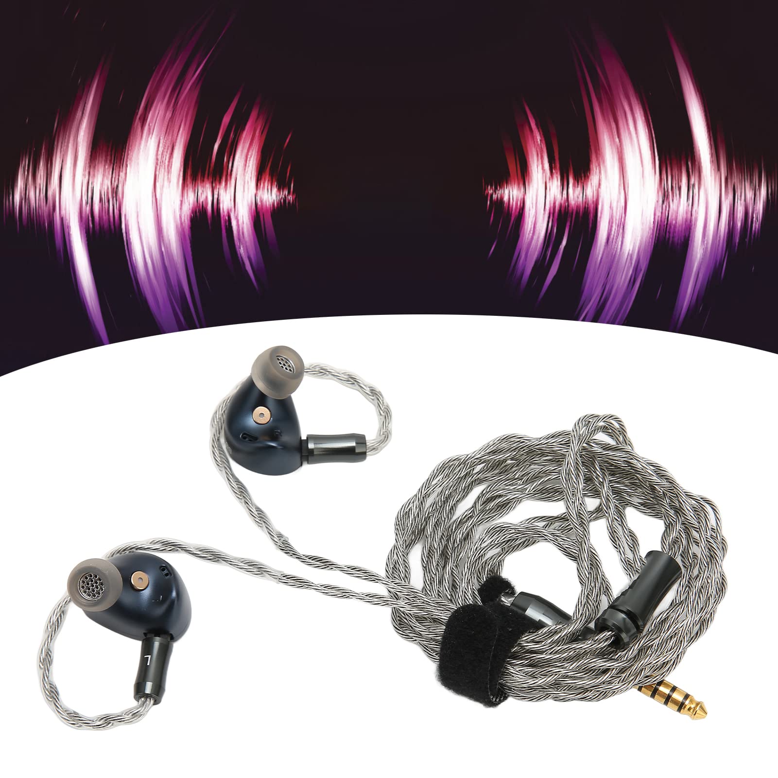 Auricolari con Cavo Monitor, Sintonizzabile Stereo Dual Cavity Dynamic Driver HiFi Wired Earbuds per L'ascolto di Musica, Wired Earbuds Professional, Blu (4.4)