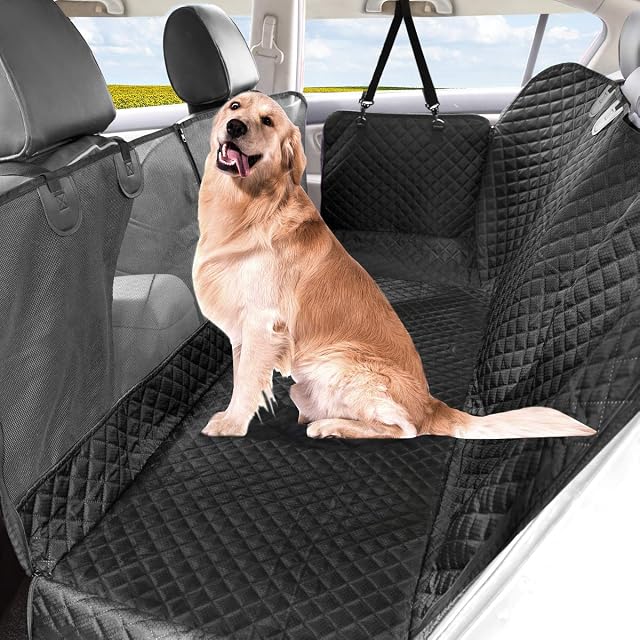 Vailge Dog Car Seat Covers Back 100% Waterproof Car Seat Covers, Back Seat Cover for Dogs with Mesh Window, Scratch Prevent Antislip Dog Car Seat Cover, Dog Car Hammock with Side Flaps for Cars