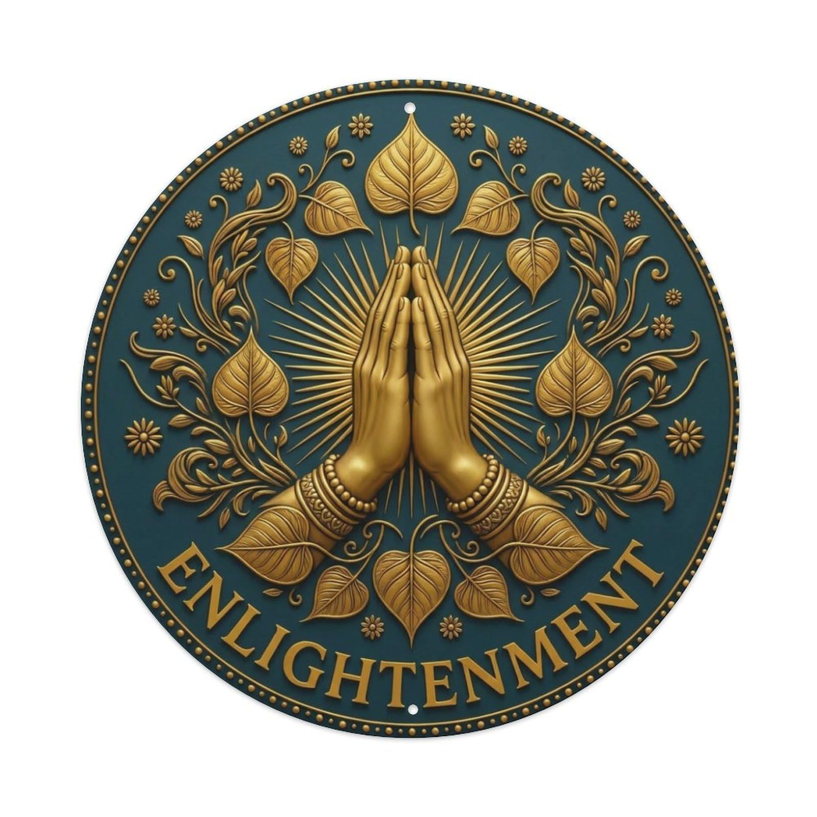 Fyrn Style Metal Tin Sign Vintage Namaste Praying Hands Enlightenment Flower Zen Yoga
